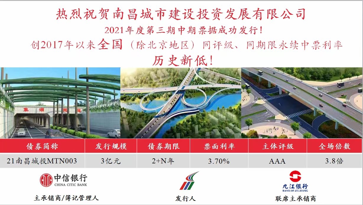 南昌城投公司乐成刊行永续中票，，，，，利率再创天下新低